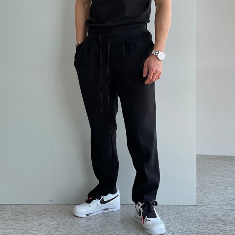 50代メンズファッション パンツ/ズボン しわ加工【リラックスイージーパンツ】