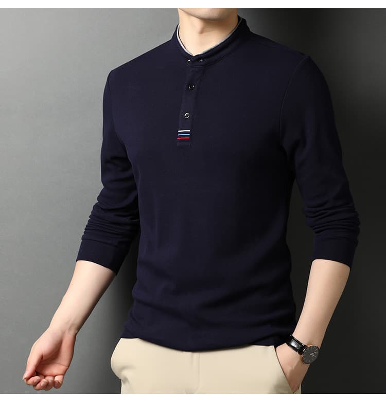 50代メンズファッション トップス 長袖【ヘンリーネックシャツ カットソー】6カラーあり