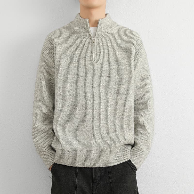 50代メンズファッション トップス ハイネック【ジップニットセーター】