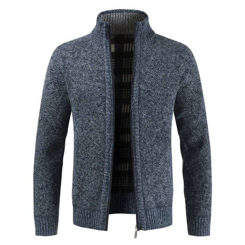 50代メンズファッション アウター 上質カシミヤ混 【立ち襟 ニットジャケット】