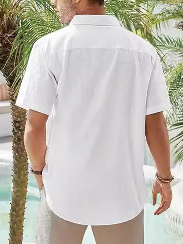 50代メンズファッション 【天然素材 半袖シャツ】 4カラー
