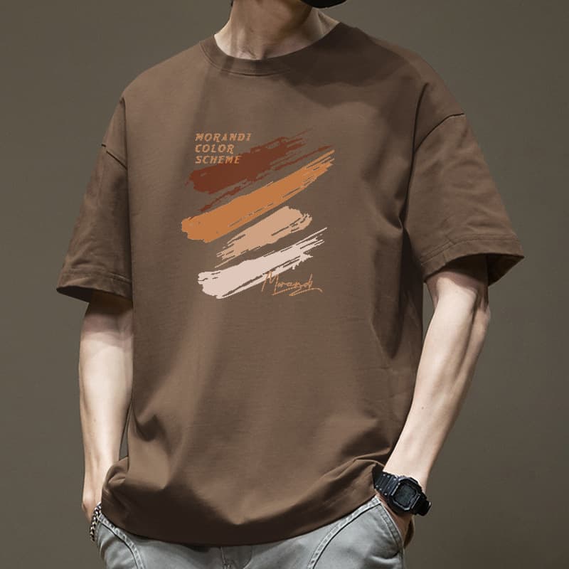 50代メンズファッション トップス モランディ風【プリント半袖Tシャツ】