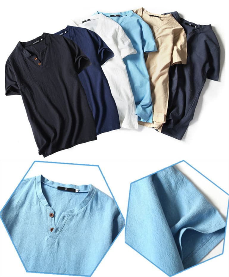 50代メンズファッション 大きいサイズ 【ヘンリーネック Tシャツ】5カラー