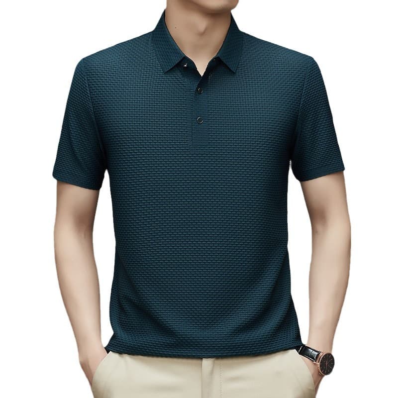 50代メンズファッション トップス 上質シンプル 【 凹凸織り半袖ポロシャツ】M~2XL