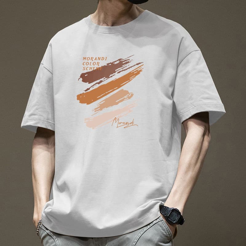 50代メンズファッション トップス モランディ風【プリント半袖Tシャツ】