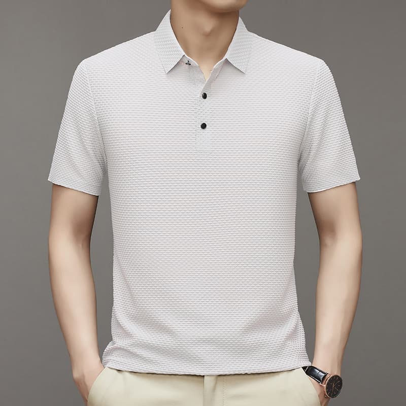 50代メンズファッション トップス 上質シンプル 【 凹凸織り半袖ポロシャツ】M~2XL