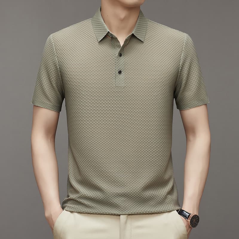 50代メンズファッション トップス 上質シンプル 【 凹凸織り半袖ポロシャツ】M~2XL