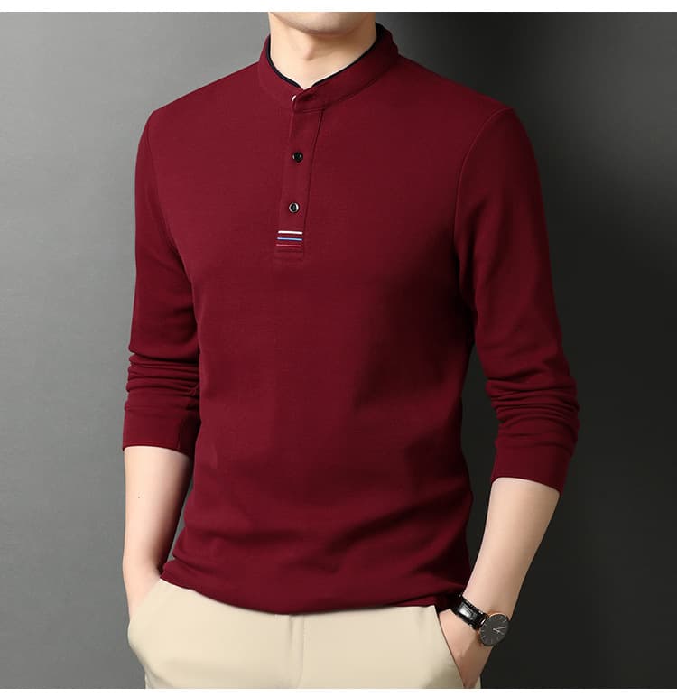 50代メンズファッション トップス 長袖【ヘンリーネックシャツ カットソー】6カラーあり