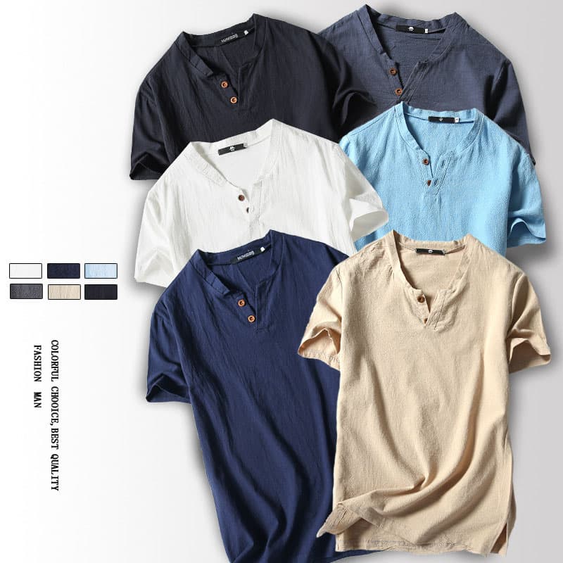 50代メンズファッション 大きいサイズ 【ヘンリーネック Tシャツ】5カラー