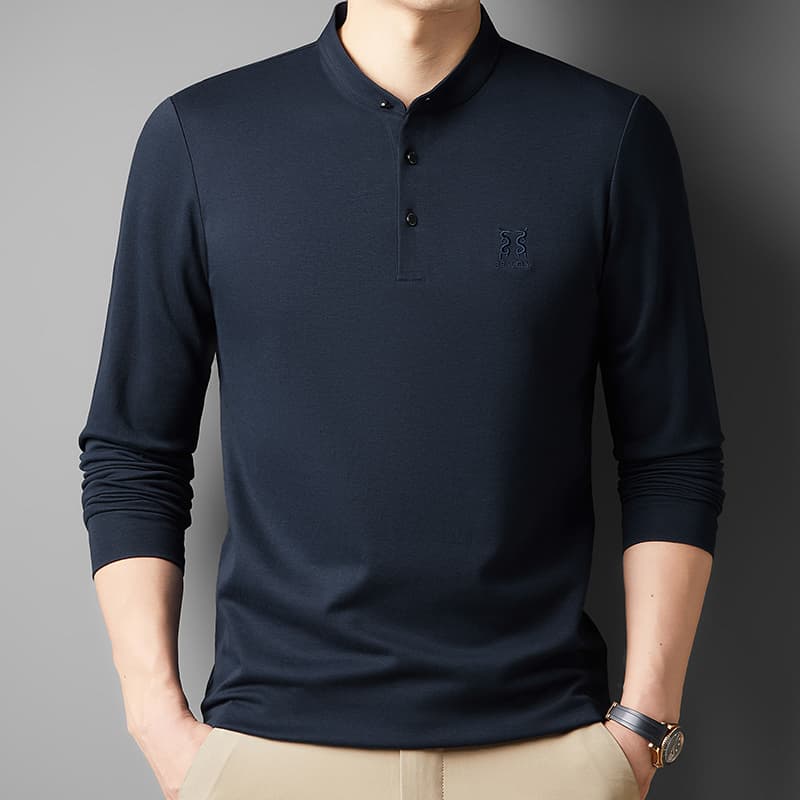50代メンズファッション トップス スタンドカラー 【長袖カットソー】3カラー