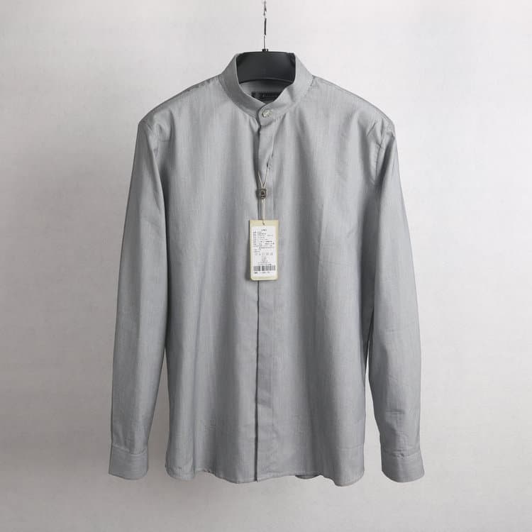 50代メンズファッション スタンド【カラー リネン混シャツ】