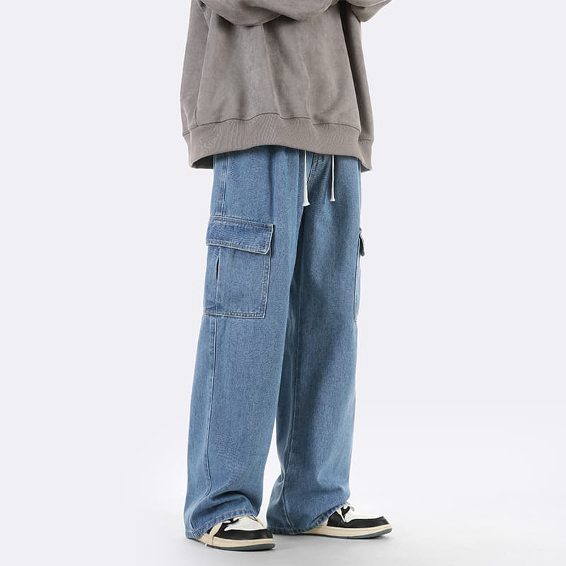 50代メンズファッション パンツ/ズボン ゆったりカーゴデニムパンツ