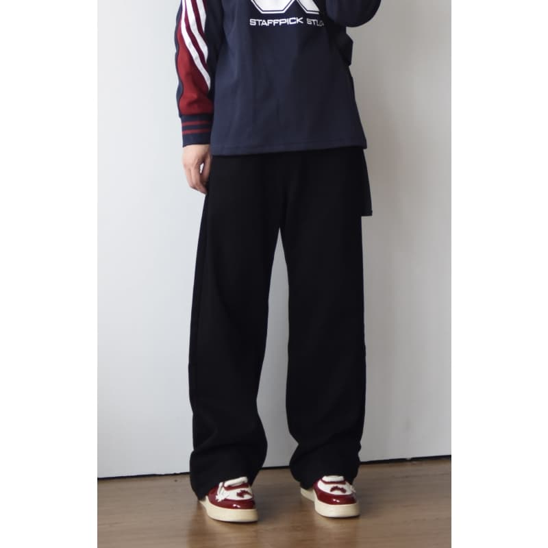 50代メンズファッション パンツ/ズボン ゆったりワイドストレートパンツ
