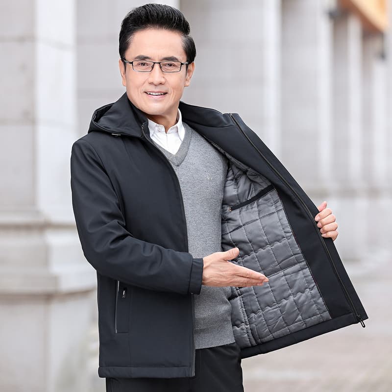 50代メンズファッション アウター 中綿入り フード付き ジャケット