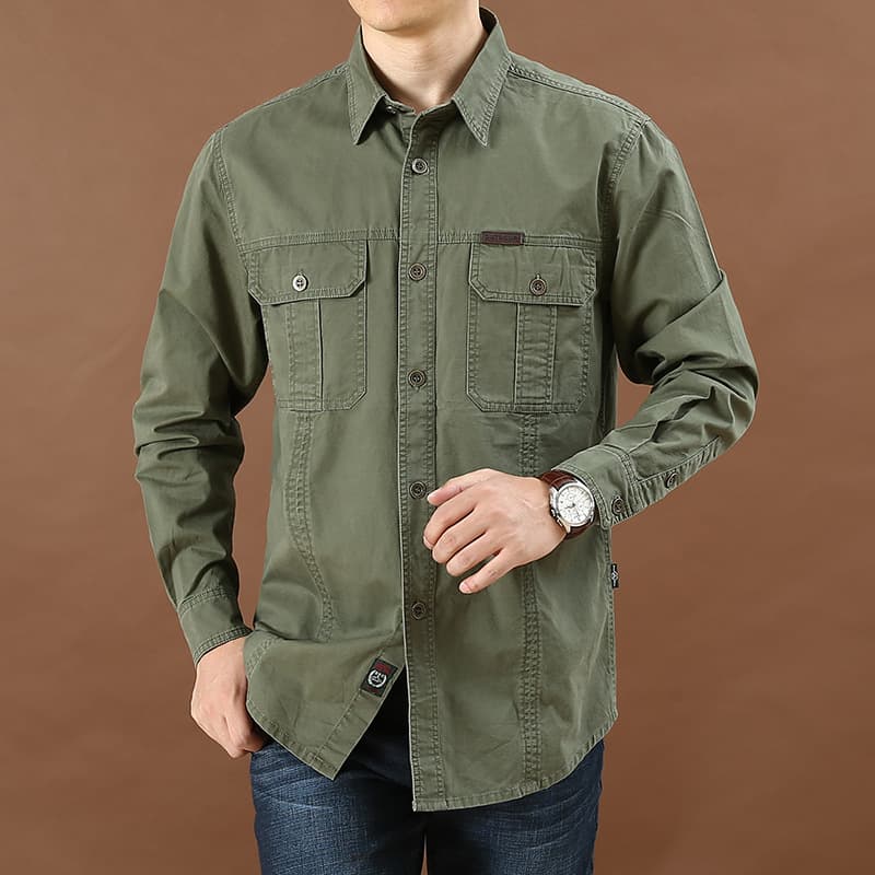 50代メンズファッション トップス ミリタリーワーク シャツジャケット